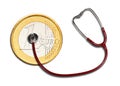 Euro coin with stethoscope Royalty Free Stock Photo