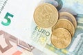 Euro coins top view Royalty Free Stock Photo