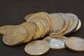 Euro coins of various values and from different states, close-up shot Royalty Free Stock Photo