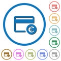 Euro credit card icons with shadows and outlines Royalty Free Stock Photo