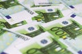 Euro currency, background image, hundreds of green Royalty Free Stock Photo