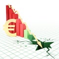 Euro currency bar graph going down Royalty Free Stock Photo