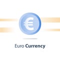 Money exchange, euro currency coin, cash loan, finance concept