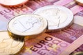 Euro currency. Coins and banknotes. Cash money background. Royalty Free Stock Photo