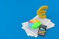 Euro currency with documents and calculator