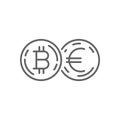 Euro Currency Exchange Bitcoin Thin Line Symbol Icon Design