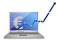 Euro currency graph and laptop Royalty Free Stock Photo