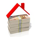 50 Euro currency - house shape Royalty Free Stock Photo