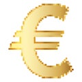 Euro currency icon in Pixel art design. Vector illustration