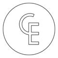 Euro-currency sign ECU European Symbol ecu CE ce icon in circle round black color vector illustration image outline contour line
