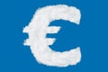 Euro currency sign element made of clouds on blue Royalty Free Stock Photo