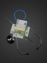 Euro currency with stethoscope and syringe