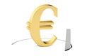 Euro currency symbol with cutting saw. Financial risk concept, 3 Royalty Free Stock Photo