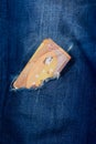 Euro in a denim hole Royalty Free Stock Photo