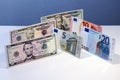 Euro and dollar banknotes currency Royalty Free Stock Photo