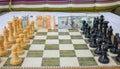 euro and dollar bills on a chess board Royalty Free Stock Photo