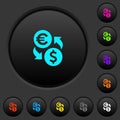 Euro Dollar money exchange dark push buttons with color icons Royalty Free Stock Photo