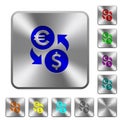 Euro Dollar money exchange rounded square steel buttons Royalty Free Stock Photo