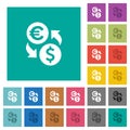 Euro Dollar money exchange square flat multi colored icons Royalty Free Stock Photo