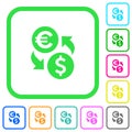 Euro Dollar money exchange vivid colored flat icons icons Royalty Free Stock Photo