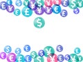 Euro dollar pound yen circle signs scatter currency vector illustration. Investment concept. Royalty Free Stock Photo