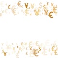 Euro dollar pound yen gold symbols flying money vector background. Economy pattern. Currency tokens Royalty Free Stock Photo