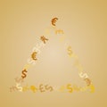 Euro dollar pound yen golden signs scatter currency vector background. Commerce pattern. Currency Royalty Free Stock Photo