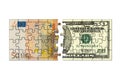 Euro and dollar puzzle Royalty Free Stock Photo