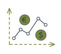 Euro dollar trade growth diagram icon