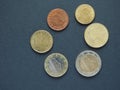 Euro (EUR) coins, currency of European Union (EU)