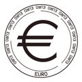 Euro EUR currency logo on white background. Simple flat vector illustration. Royalty Free Stock Photo