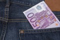 Euro (EUR) in a pocket.