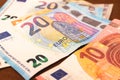 Euro, European Union Currency. Euro banknotes in close-up. Royalty Free Stock Photo