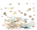 euro euros money 20 falling flying payments isolated background- 3d rendering Royalty Free Stock Photo