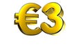 3 Euro figure gold 3D.