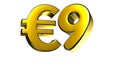 9 Euro figure gold 3D.