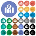 Euro financial graph round flat multi colored icons