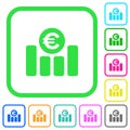 Euro financial graph vivid colored flat icons icons