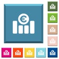 Euro financial graph white icons on edged square buttons