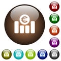 Euro financial graph color glass buttons