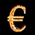Euro in a fire Royalty Free Stock Photo