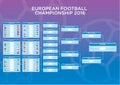 Euro 2016 Footbal Match schedule, template for web, print, football results table, flags of european countries.