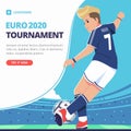 Euro football player kicking the ball vector template