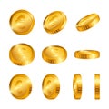 Euro Gold coins isolated on white background. Vector illustration Royalty Free Stock Photo