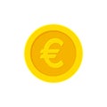 Euro golden coin. Flat icon isolated on white