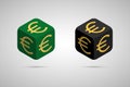 Euro. Green and Black Euro Cube Royalty Free Stock Photo