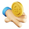 Euro hand 3d rendering isometric icon. Royalty Free Stock Photo