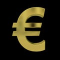 3D golden Euro symbol isolated on Black Royalty Free Stock Photo