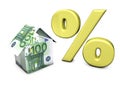 Euro House Shape Percent Royalty Free Stock Photo