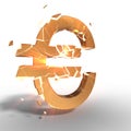 Euro icon of gold exploiting, 3d illustration Royalty Free Stock Photo